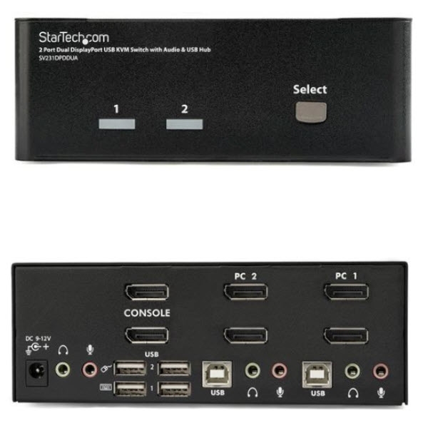 2ポート デュアルDisplayPort(ディスプレイポート)対応USB接続KVMスイッチ(PC切替器) オーディオ対応  2ポートUSB 2.0 ハブ搭載 解像度2560x1600@60Hz対応 123market