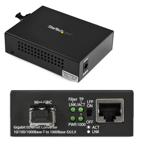 Gigabit対応光メディアコンバータ 1000Base-SX 2芯SC端子 マルチモード(2芯) 最大550m 