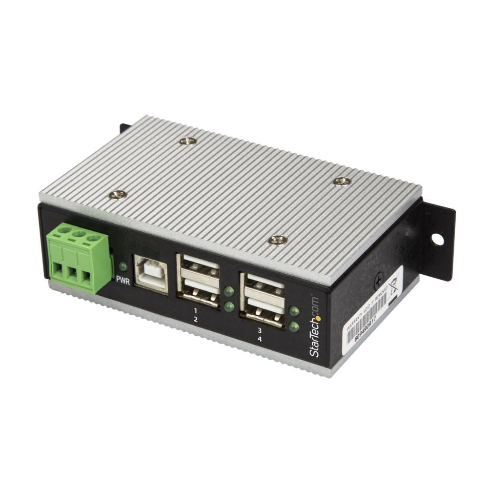 4ポート産業用USB 2.0ハブ ESD保護/350Wサージ保護 ウォールマウント対応 | 123market