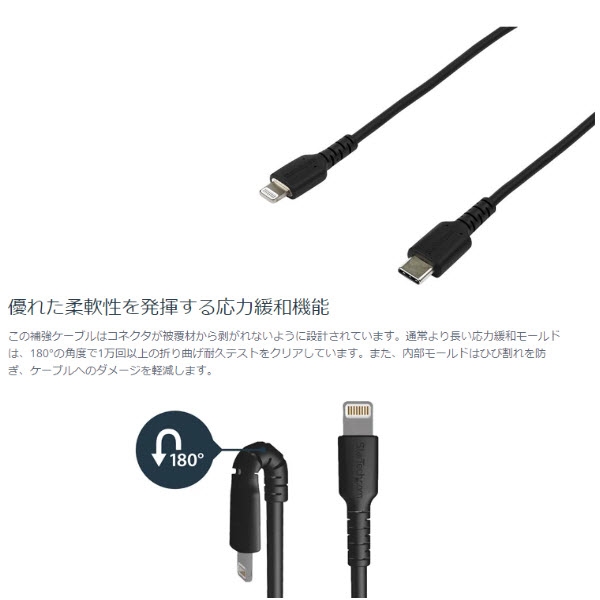 USB Type-C-Lightning ケーブル 2m ブラック Apple MFi認証iPhone充電ケーブル 高耐久性 ライトニングケーブル 123market