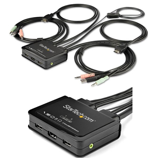 ケーブル一体型 2ポート USB HDMI対応KVMスイッチ 4K/60Hz対応PC切替器 1.5mケーブル長 3.5mmオーディオ対応 |  123market