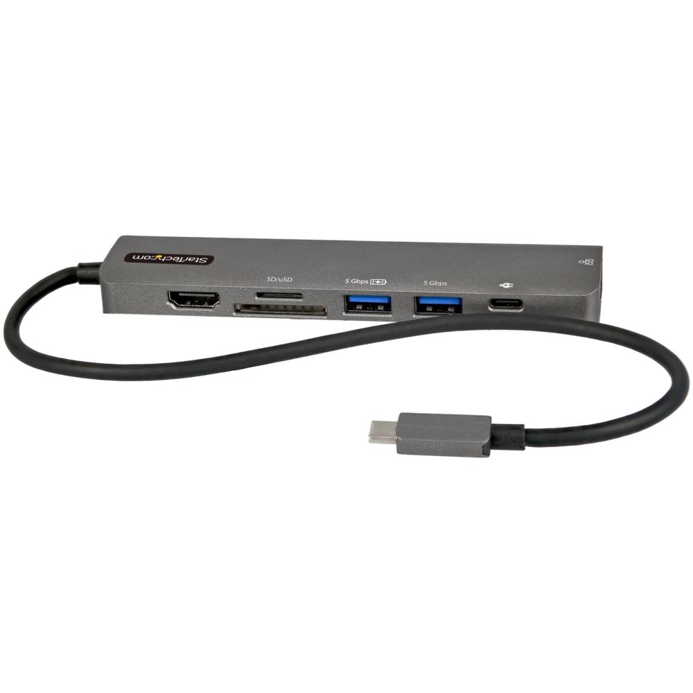 StarTech.com> USB Type-Cマルチ変換アダプター/4K60Hz HDMI 2.0/100W USB PD/SD  microSD  スロット/2ポートUSB 3.0 ハブ/ギガビット有線LAN/タイプC対応マルチハブ/本体一体型30cmケーブル | 123market