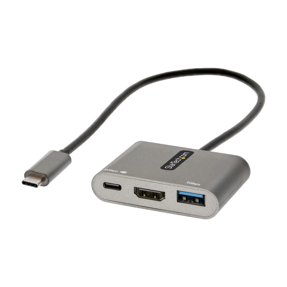 USB Type-Cマルチ変換アダプター/USB-Cマルチハブ/USB-C-4K HDMIビデオ/100W PDパススルー/USB  3.0 5Gbpsハブ(1x Type-C 1x Type-A)/タイプC対応トラベルドック/携帯用ドッキングステーション 123market